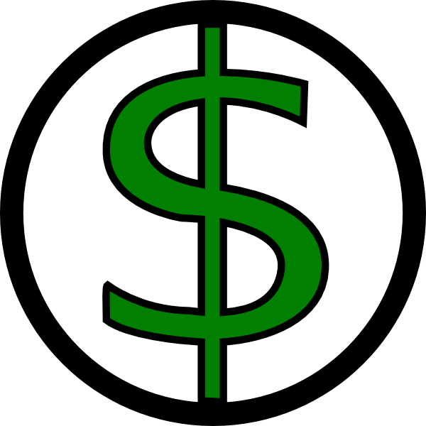 White Dollar Sign Png Download - Dollar Clipart (600x600), Png Download