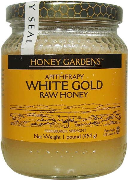 Honey Gardens White Gold Raw Honey Jar-16 Oz - Honey Gardens White Gold Raw Honey - 1 Lb (650x650), Png Download