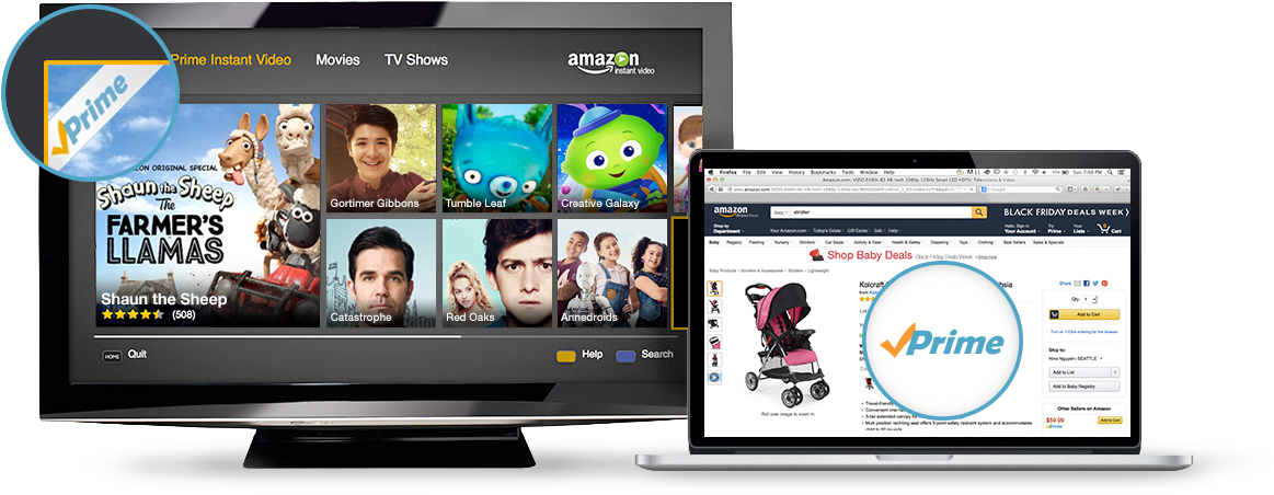 Look For The Prime Logo - Amazon Prime (1345x500), Png Download