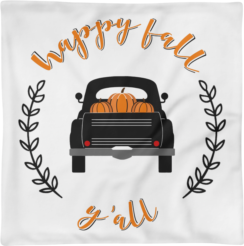 Happy Fall Y'all Vintage Retro Pickup Truck Carrying - Design (1000x1000), Png Download
