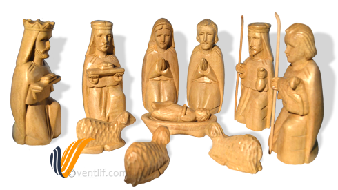 Nativity Christmas Decor Wood Carving Set - Christmas Day (500x331), Png Download