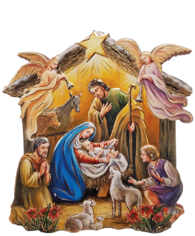 Holy Family, Angels, Animals - Painting (350x350), Png Download