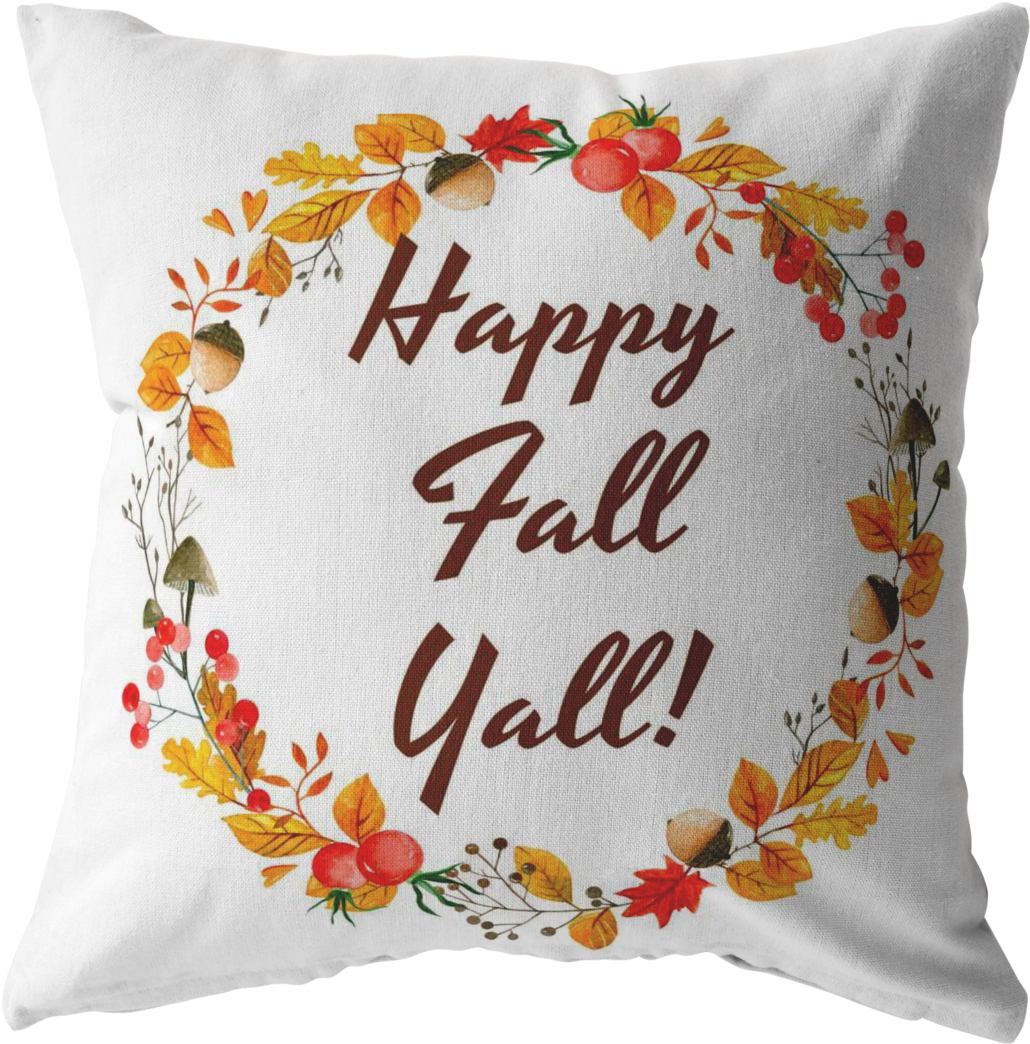 Fall Throw Pillow Home Decor Accent Pillows Happy Fall - Throw Pillow (1060x1060), Png Download