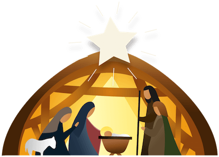 Nativity Scene Png - Christmas Crib Modern Png (452x324), Png Download