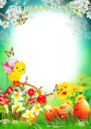 Bright Easter Card - Cornici Pasqua Png (316x448), Png Download