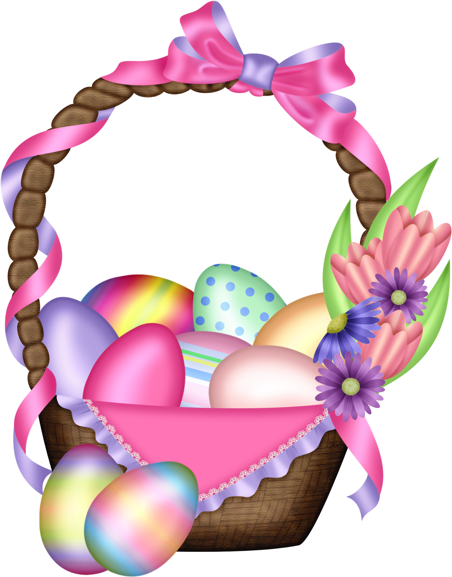 Easter Colorful Basket Transparent Png Clipart (1756x2092), Png Download