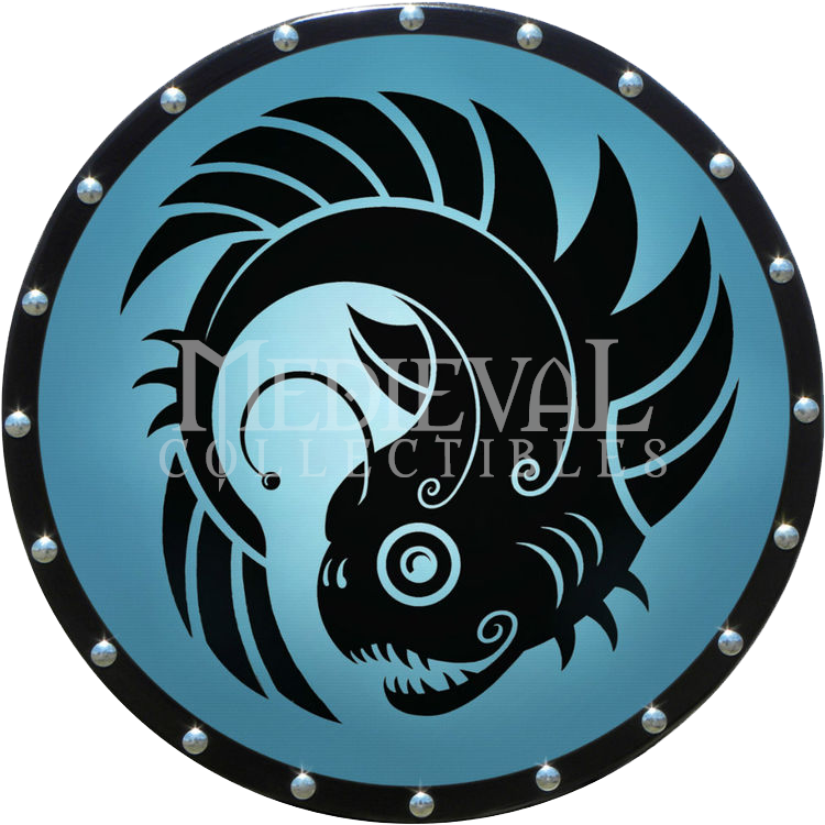Round Greek Lantern Fish Wooden Shield - Round Shield Logo (800x800), Png Download