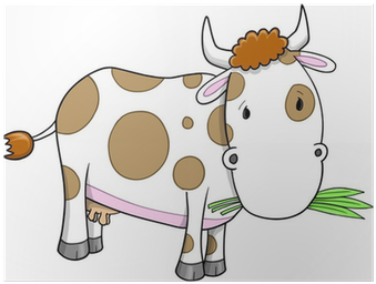 Cute Farm Cow Vector Illustration Art Poster • Pixers® - Cattle (400x400), Png Download