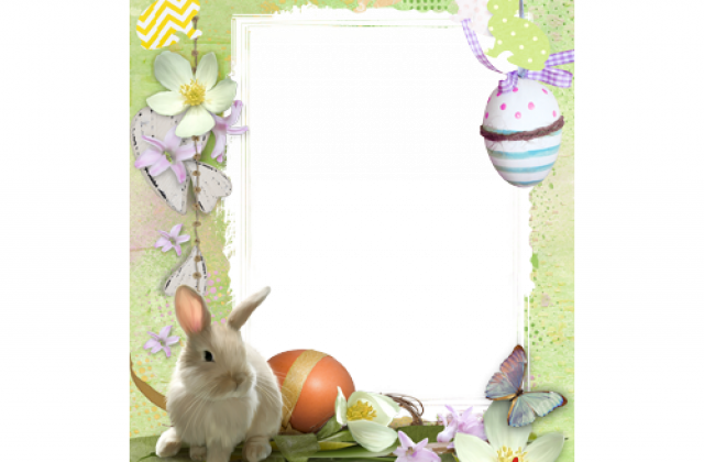 Home Find Cute Easter Bunny Framed Pictures Cartoon - Picture Frame (640x420), Png Download