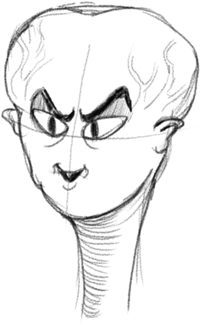 Alien Head Drawing By Art - Drawing (448x704), Png Download