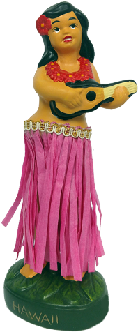 Wiggly Hula Girl And Ukulele With Pink Hula Skirt - Grass Skirt (500x500), Png Download