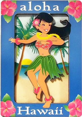 Magnets 2d Wood Hula Girl 3 X 2.2 (500x500), Png Download