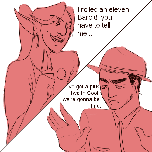 Two Monochromatic, Red Line Drawings Of Taako And Duck, - Cartoon (500x500), Png Download