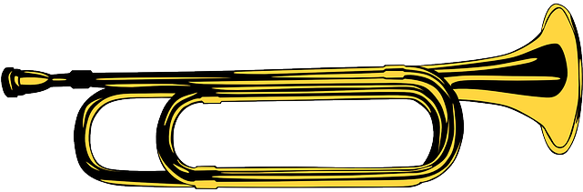 Music, Metal, Air, Instrument, Bugle, Blow - Bugle Clip Art (640x320), Png Download