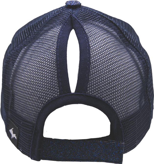 Hat - "u - P - Silhouette" Women's Navy Glitter Ponytail - C.c Messy Ponytail Adjustable Mesh Trucker Baseball (800x800), Png Download