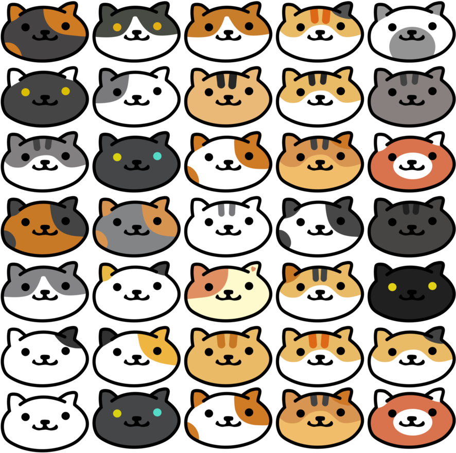 Neko Atsume Wallpaper - Neko Atsume Cat Heads (897x891), Png Download