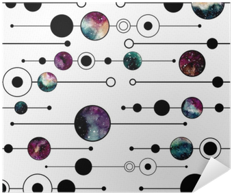 Watercolor Circles With Galaxy, Dots And Lines Seamless - Watercolor Painting (400x400), Png Download