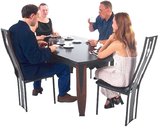 Dinner Png Download - People Sitting At Table Png (531x425), Png Download