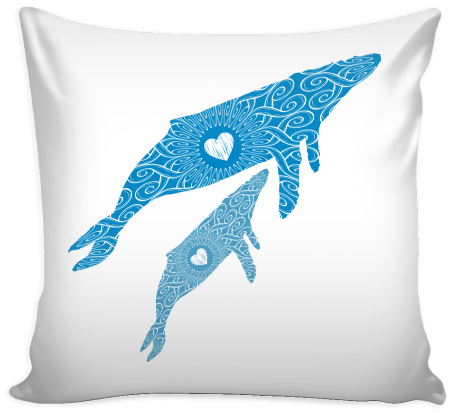 Humpback Whale Mama And Baby 16 X 16 Pillow - Pitbull Yoga (1024x1024), Png Download