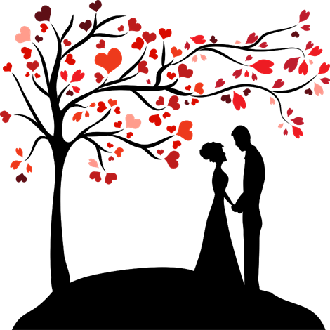 Arboles De Corazones Con Unos Novios - Happy Married Life Wishes For Friend (470x470), Png Download