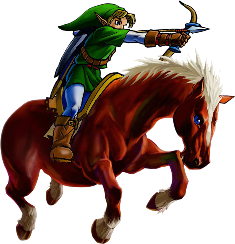 Zelda Universe On Twitter - Link Riding Epona Ocarina Of Time (600x621), Png Download