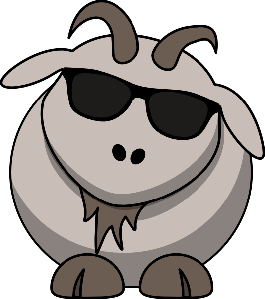Goat With Sunglasses Clip Art At Clker - Goat With Glasses Cartoon (534x601), Png Download