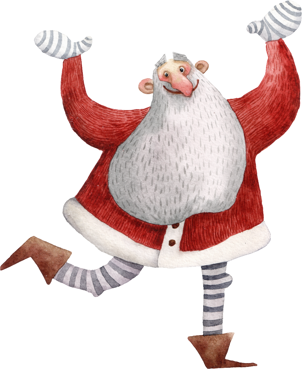 Hand-painted Happy Old Man Png Transparent Material - Santa Claus (1024x1251), Png Download