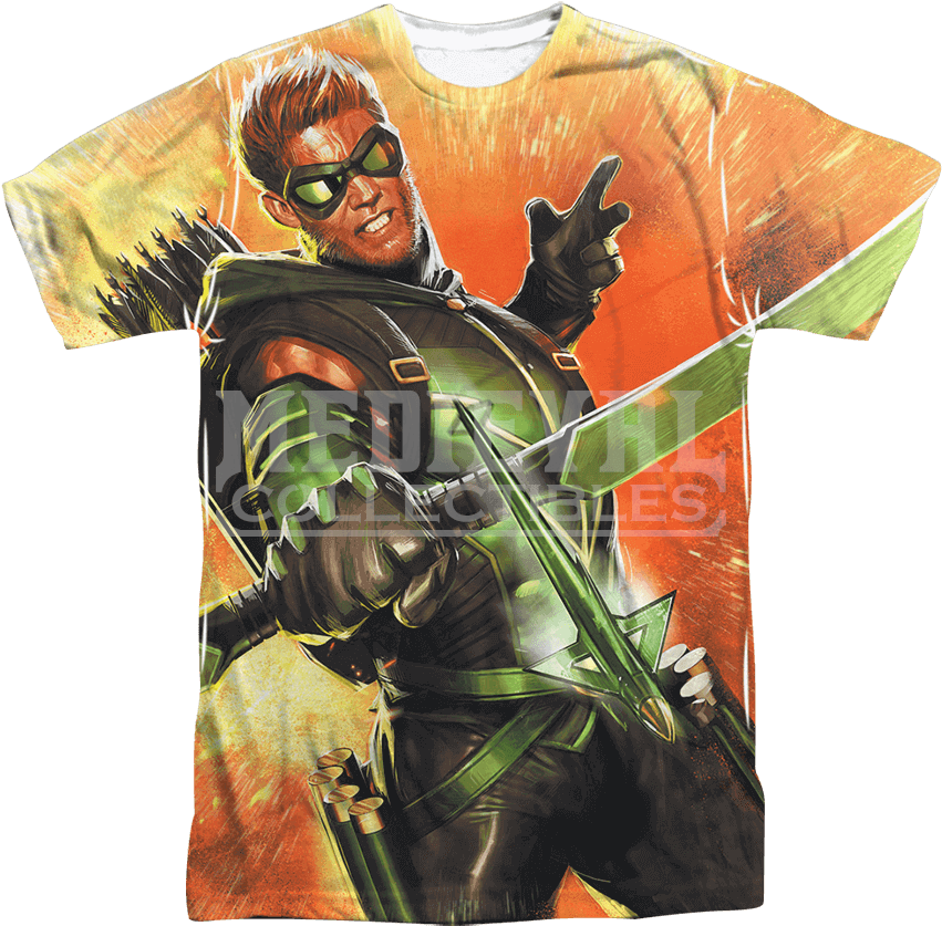 Archer In Action Green Arrow T-shirt - Green Arrow (850x850), Png Download