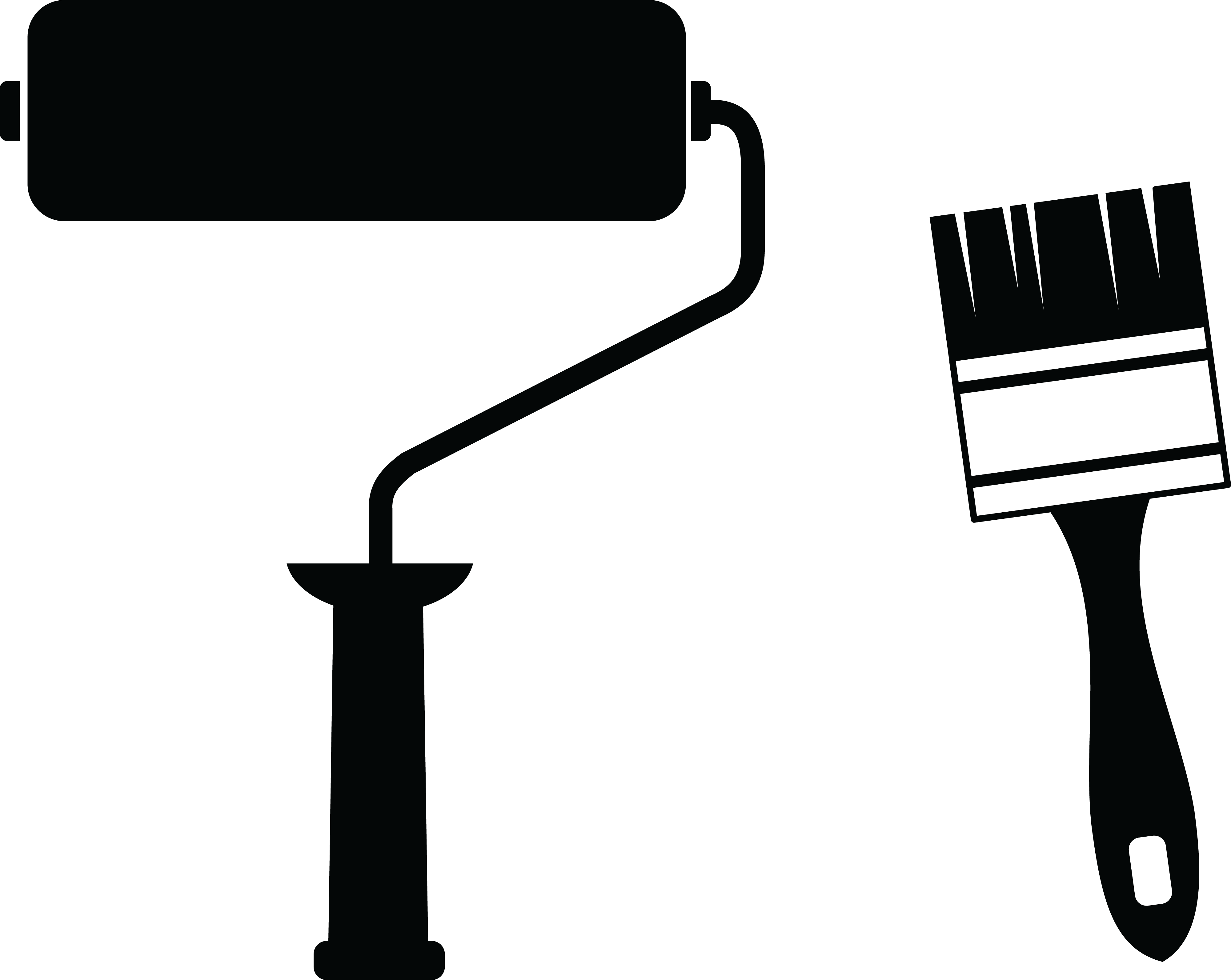 Free Clipart Of A Paint Roller And Brush - Paint Roller Brush Png (4000x3185), Png Download
