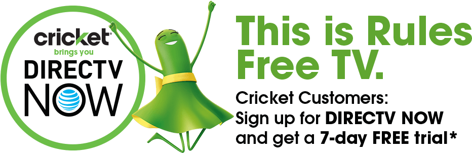Directv Now Watch Live Tv Anywhere Cricket Rh Cricketwireless - Cricket Wireless (1000x383), Png Download