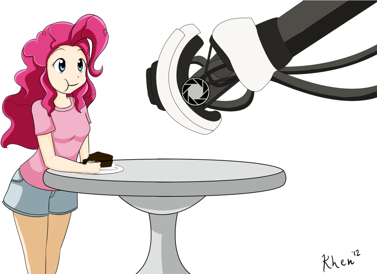 Kprovido, Cake, Crossover, Glados, Humanized, Pinkie - Cake (1280x914), Png Download