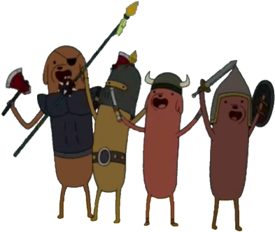 Hot Dog Knights Group - Adventure Time Hot Dog Knights (412x345), Png Download