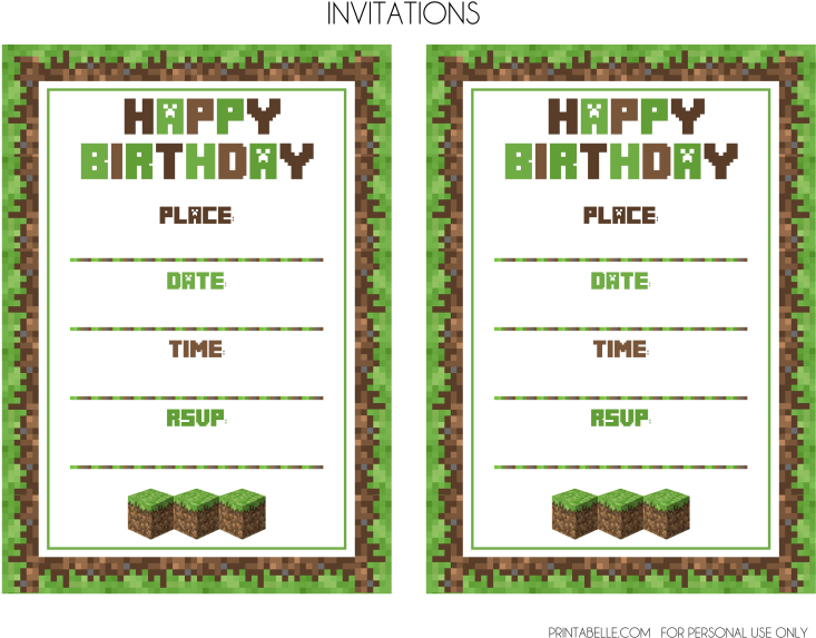 Download The Minecraft Free Party Printables Here - Cumpleaños Invitaciones De Minecraft (776x600), Png Download