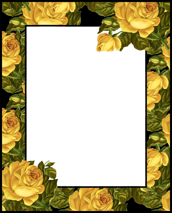 Png Photo, Printable Frames, Frame Background, Flower - Molduras De Rosas Amarelas (600x742), Png Download