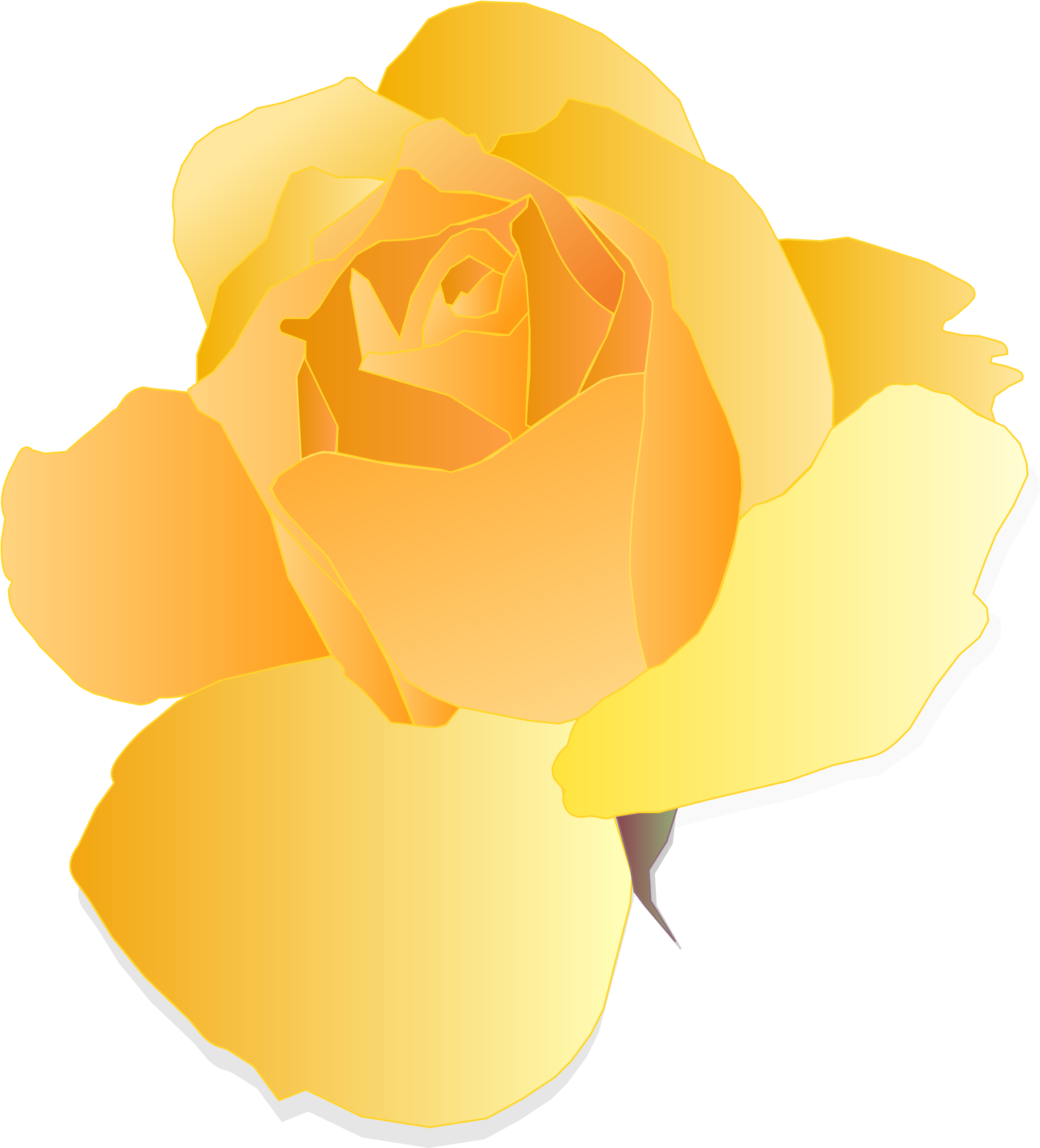 Yellow Rose Clipart Small - Garden Roses (2175x2400), Png Download
