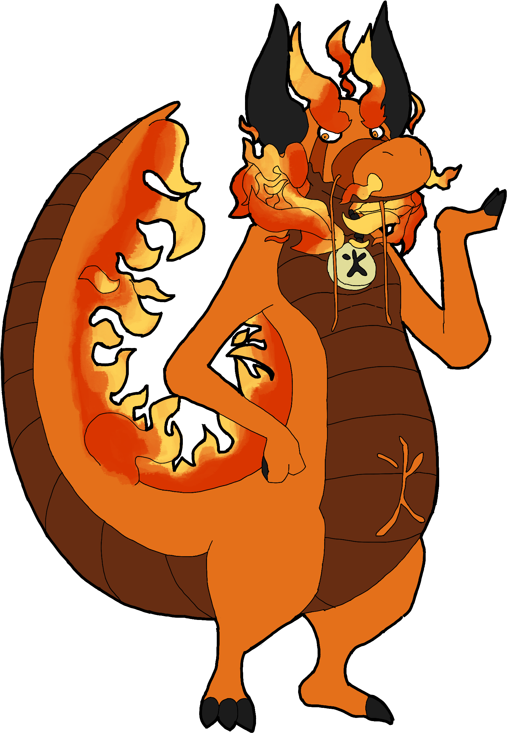 Fire Dragon God V2 - Cartoon (1805x2407), Png Download