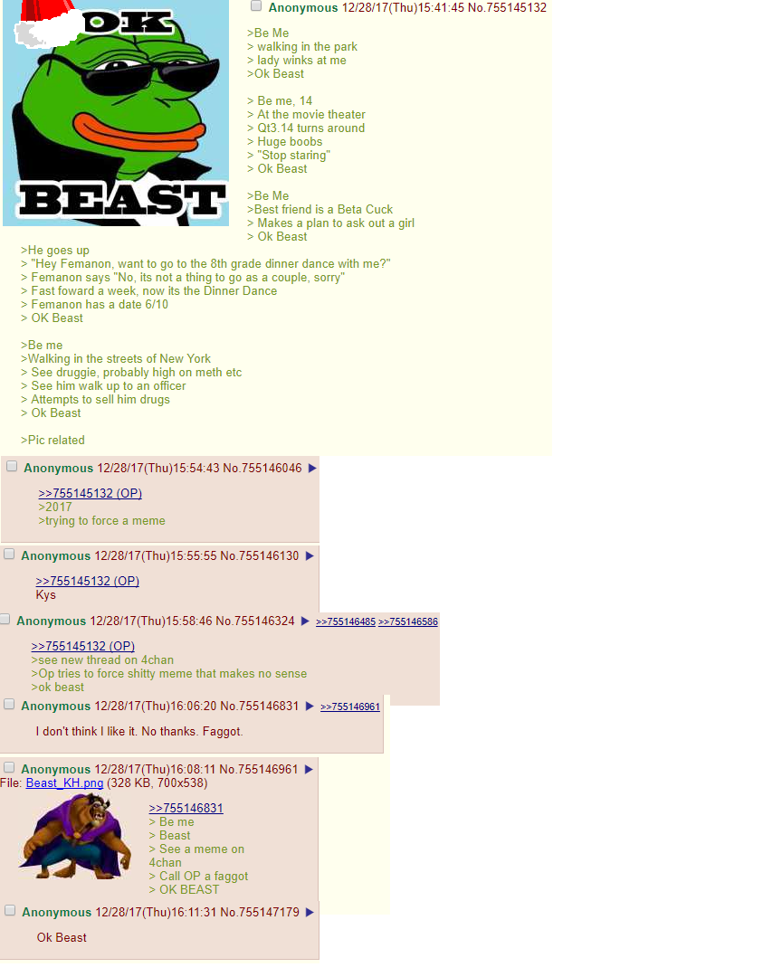 Anon Tries To Start A Meme - Ok Beast 4chan (864x1080), Png Download
