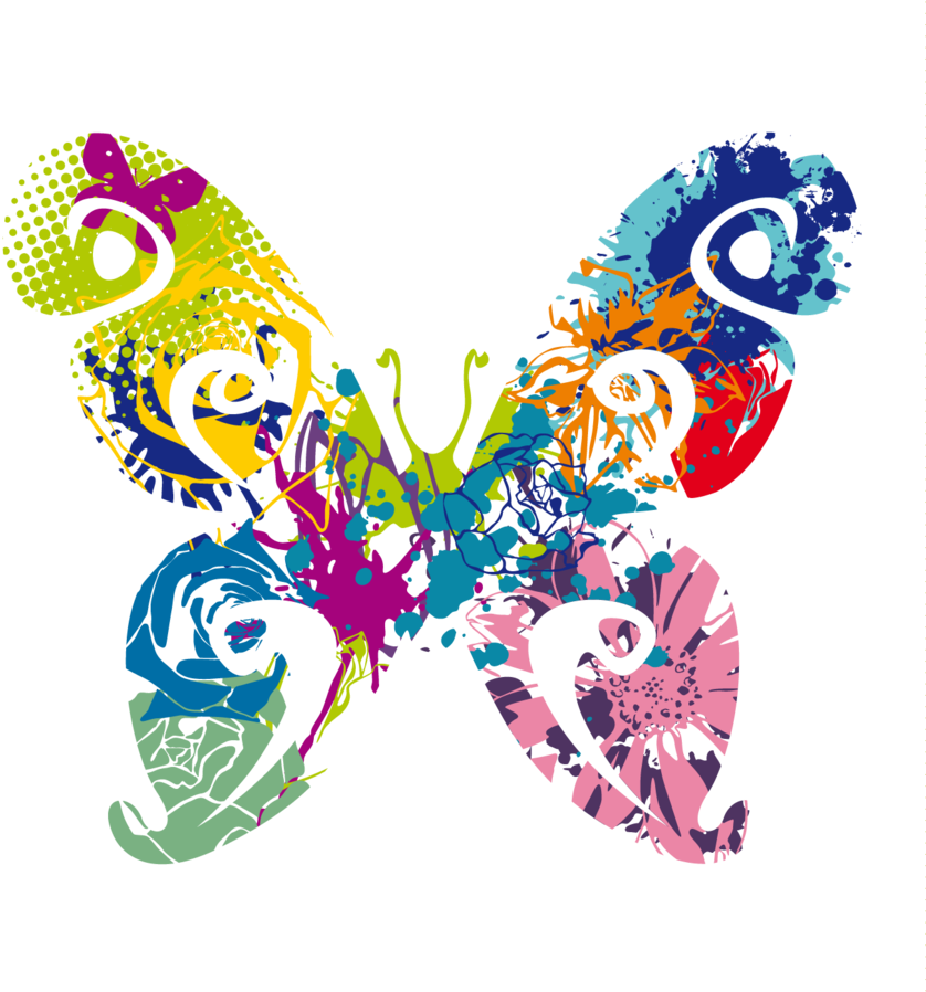 Butterfly Border Abstract Svg Clipart Butterfly Clip - Colorful Butterfly Shower Curtain (900x900), Png Download