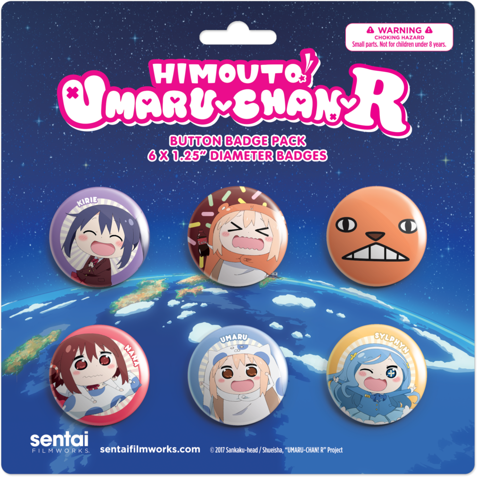 Umaru-chan R 6 Button Pack - Sentai Filmworks Himouto! Umaru-chan R 6 Button Pack (1012x1080), Png Download