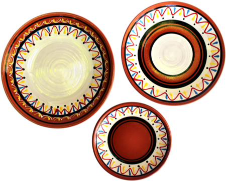 Terracotta White Tapa Plates Set Of - Painting (600x400), Png Download