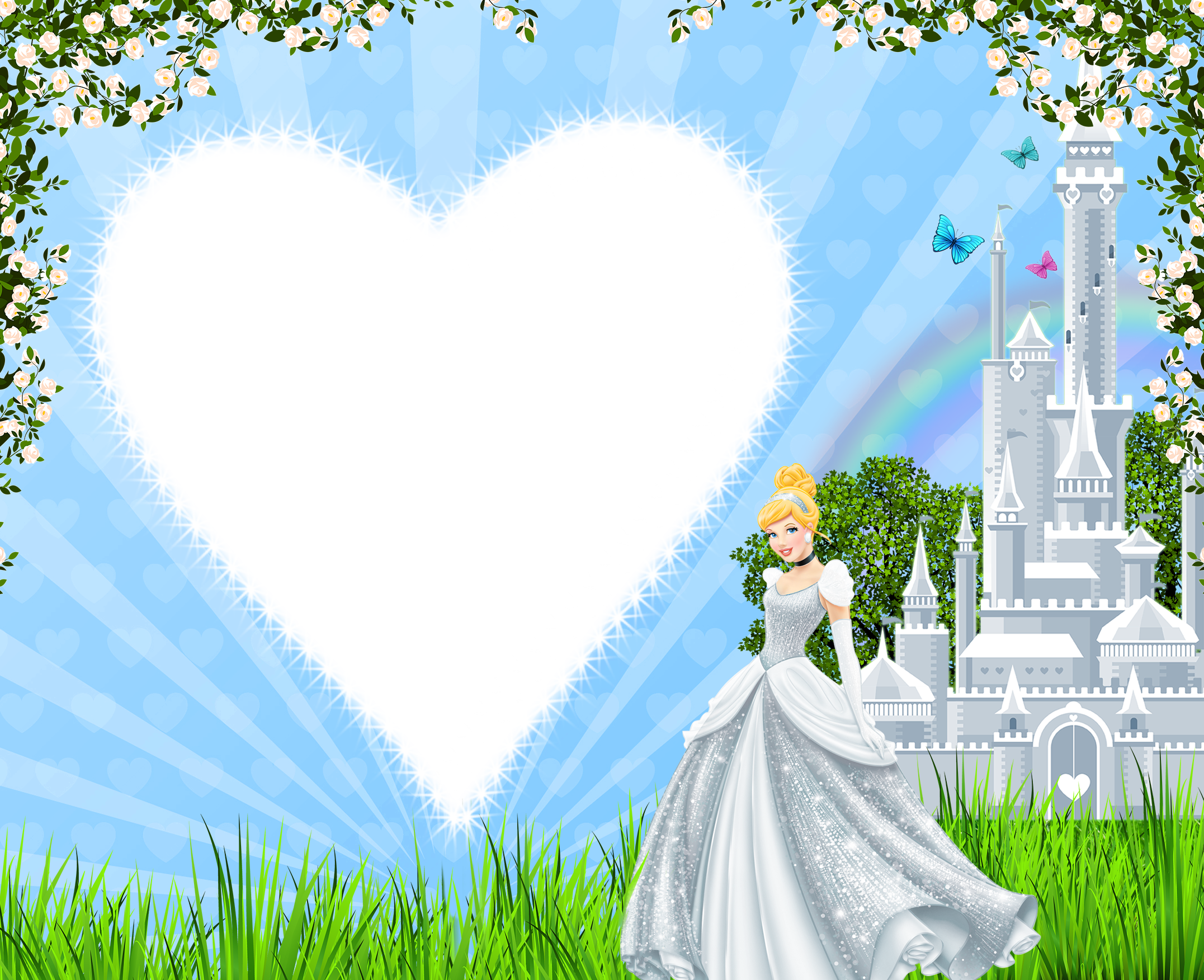 Transparent Kids Frame With Princess Cinderella - Disney Princess Cinderella Frames (2153x1752), Png Download