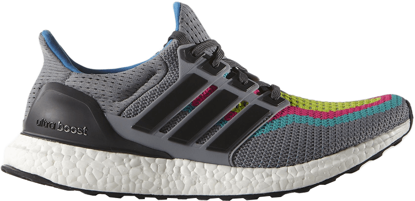 0 'rainbow Gradient' - Adidas Ultra Boost Mens Running Shoes - Grey (843x409), Png Download