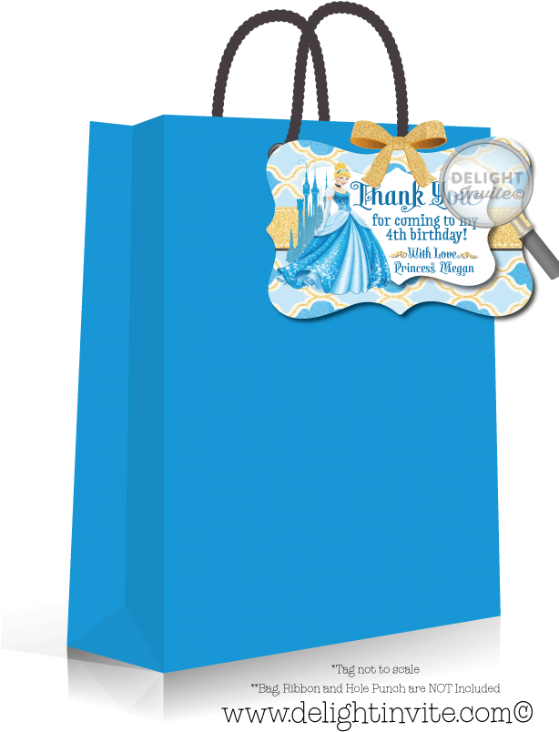 Princess Cinderella Favor Tags - Cinderella Thank You Tags (613x822), Png Download