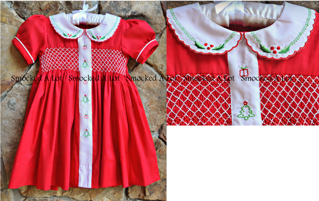 Christmas Classic Red Hand-smocked Embroidered Dress - Disney Mickey And Minnie Mouse Christmas Dress (1024x655), Png Download
