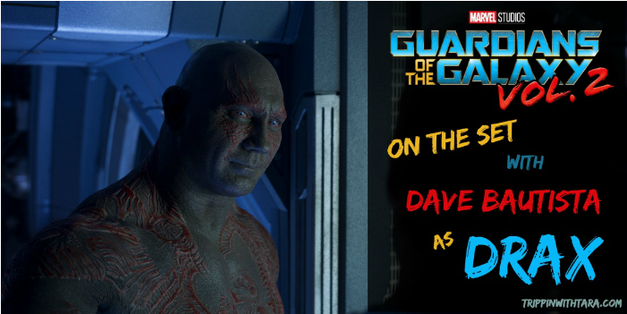 Drax On The Set Of Guardians Of The Galaxy Vol - Marvel's Guardians Of The Galaxy Vol. 2 (1100x550), Png Download
