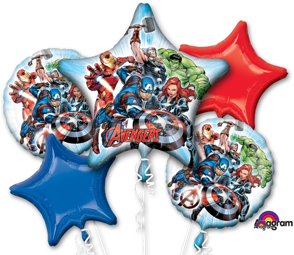 Avengers Party Supplies - Avengers Balloon Bouquet (600x520), Png Download