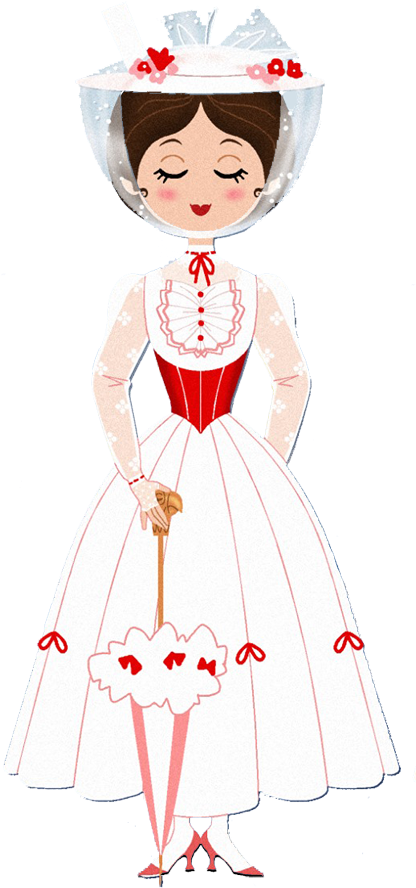 Mary Poppins Silhouette Clip Art - Mary Poppins Dress Drawing (432x930), Png Download