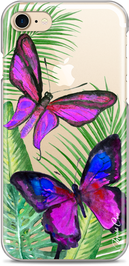 Coque Iphone 7/8 Fuchsia Watercolor Butterflies - Iphone 6s (1230x900), Png Download