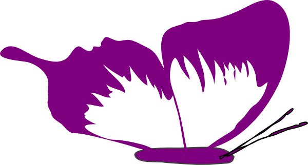 Purple Side Butterfly Clip Art - Butterfly Purple White Png (600x322), Png Download