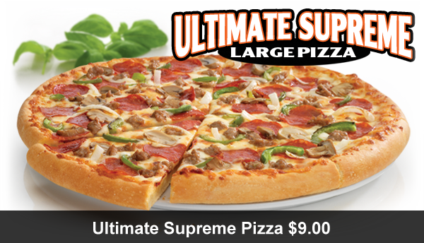 Ultimate Supreme $9 - Pizza (600x344), Png Download